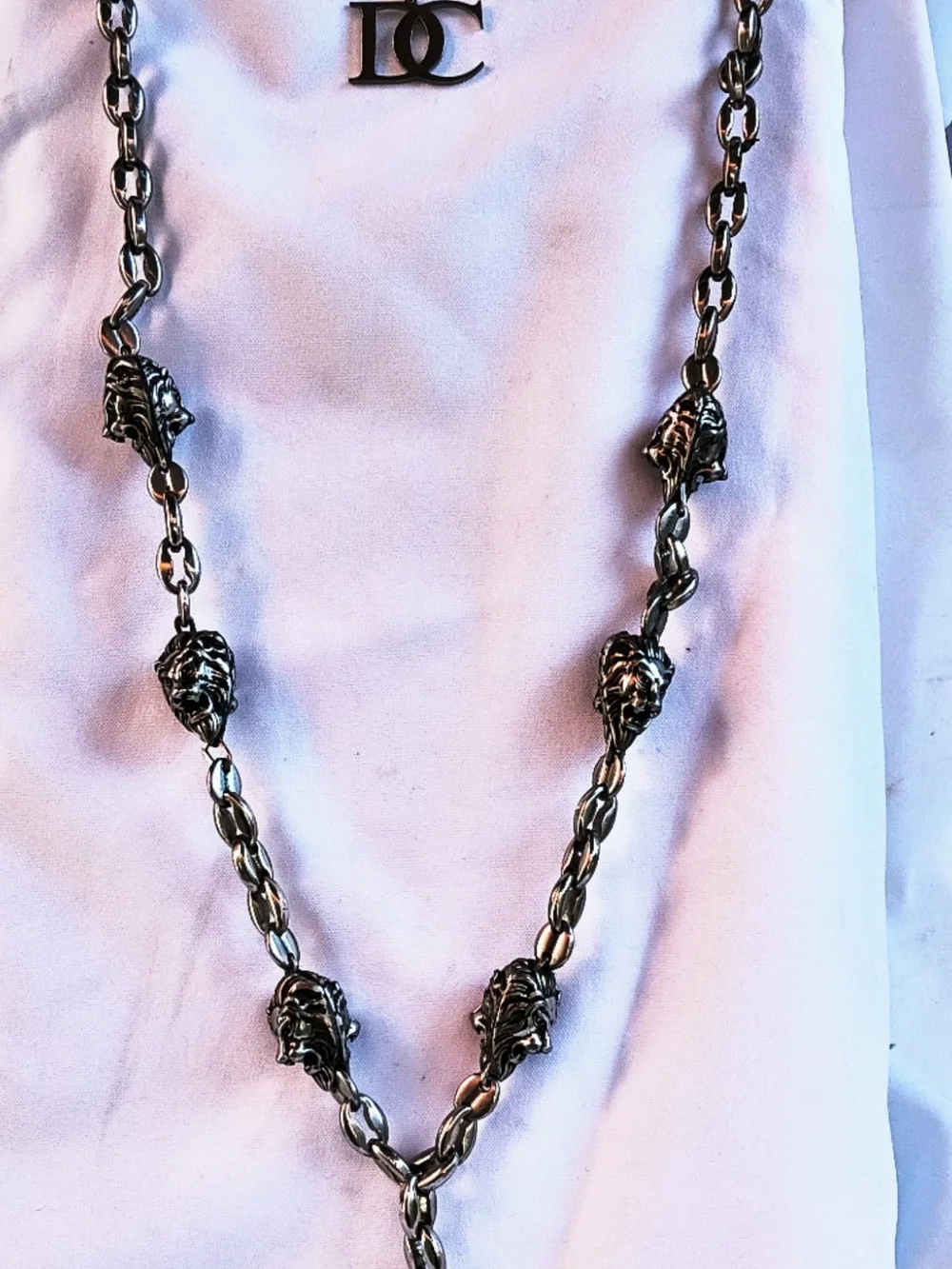 LEO by Dannys Chainz All Stainless Steel Lionhead Link Necklace.